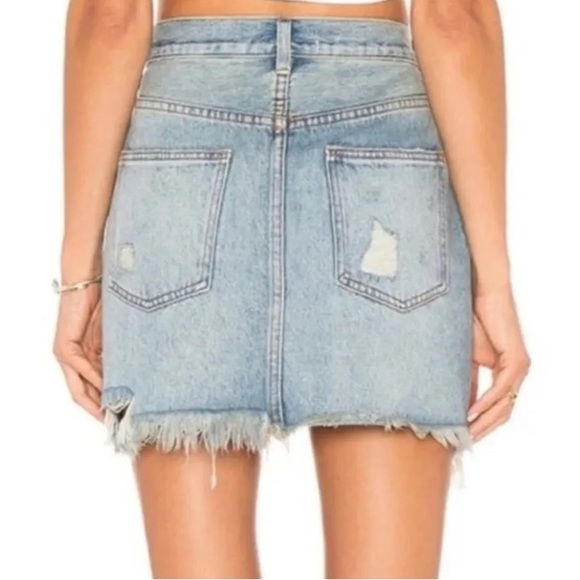 Free People| Split Hem Denim Mini Skirt - Picture 4 of 4